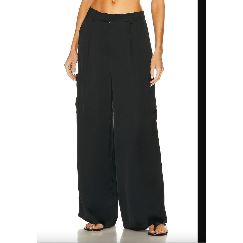 Loulou Studio Carmel Cargo Wide Leg Pant in Black S